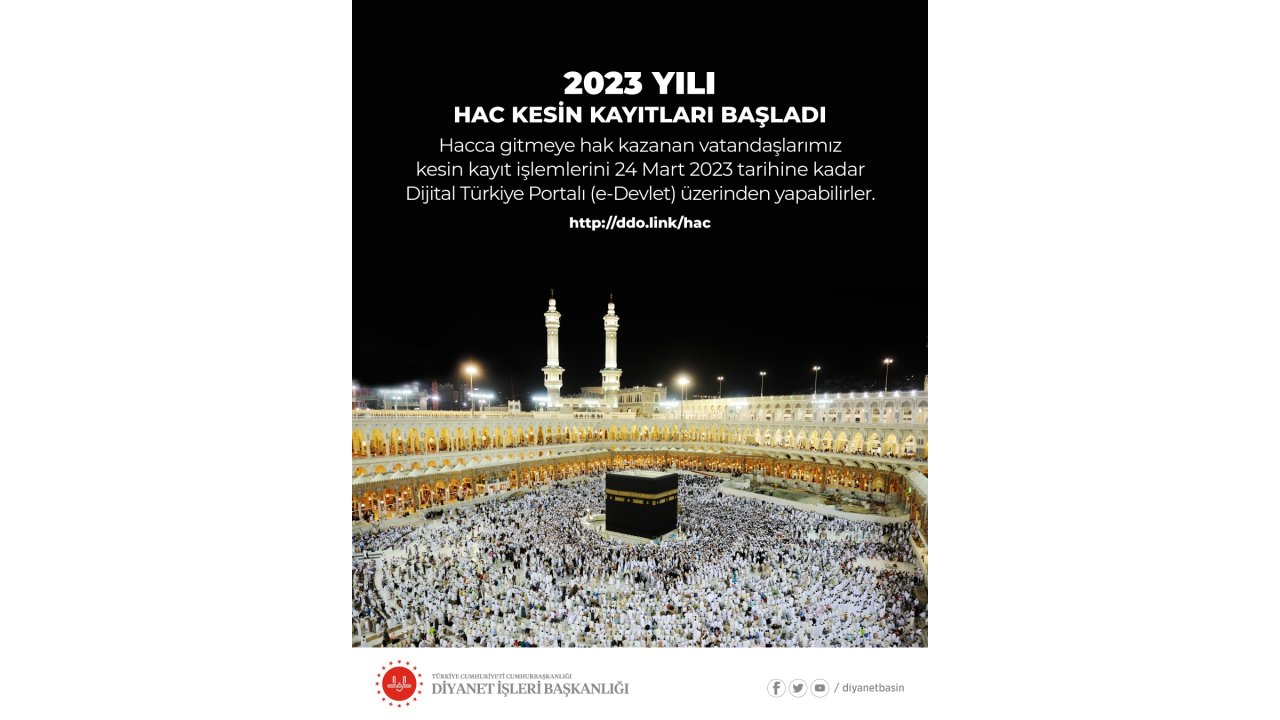 2023 Yılı Hac Kesin Kayıtları Başladı